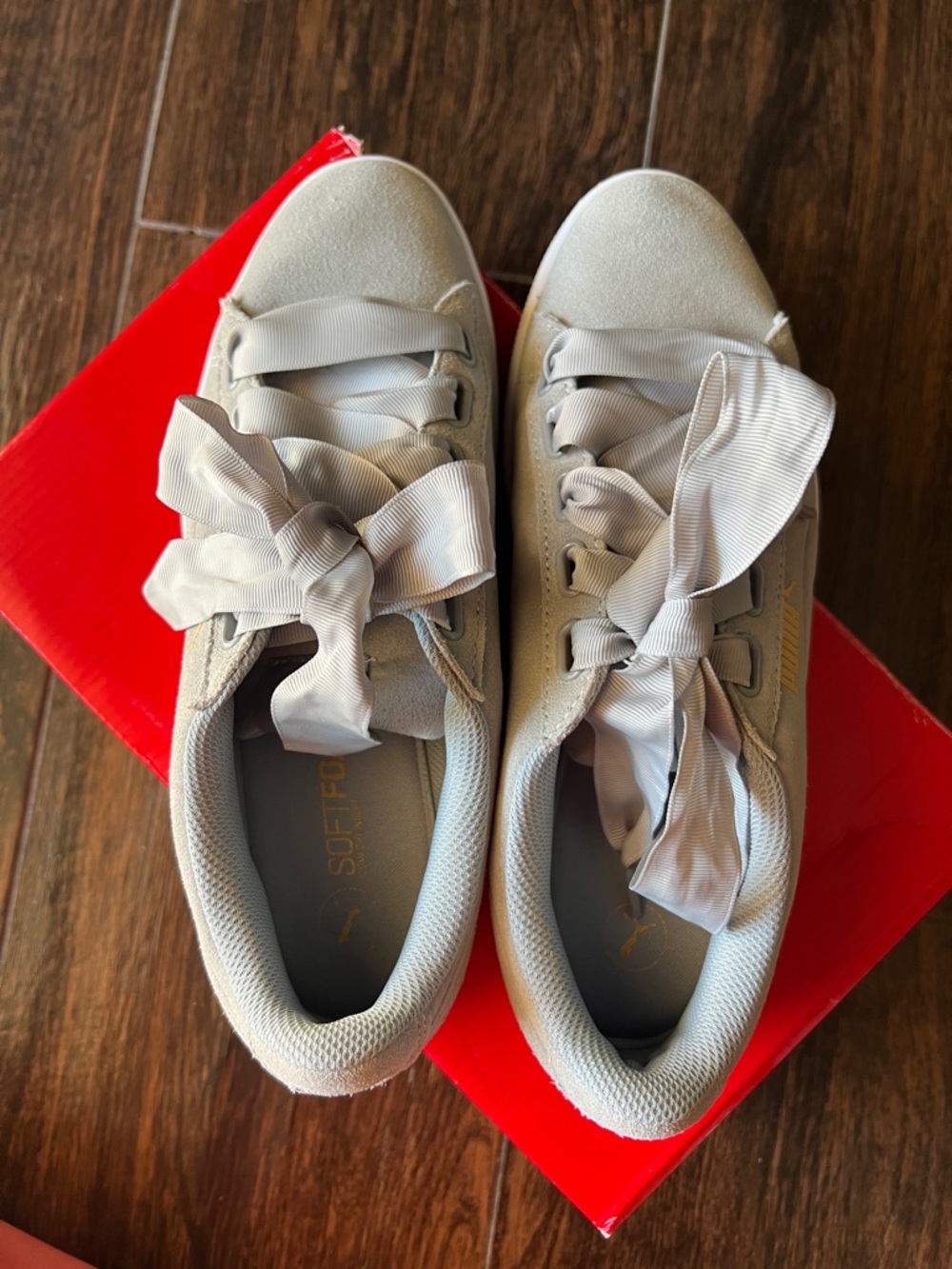 PUMA Women's Lace-Up Sneakers in Light Gray